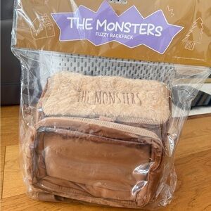 The Monsters Fuzzy Backpack - Brown Plush Mini Backpack
